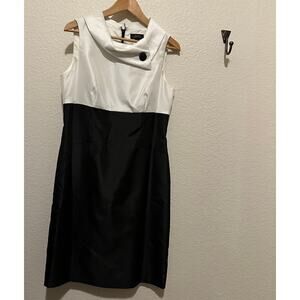 TAHARI Sleveless White & Black Dress